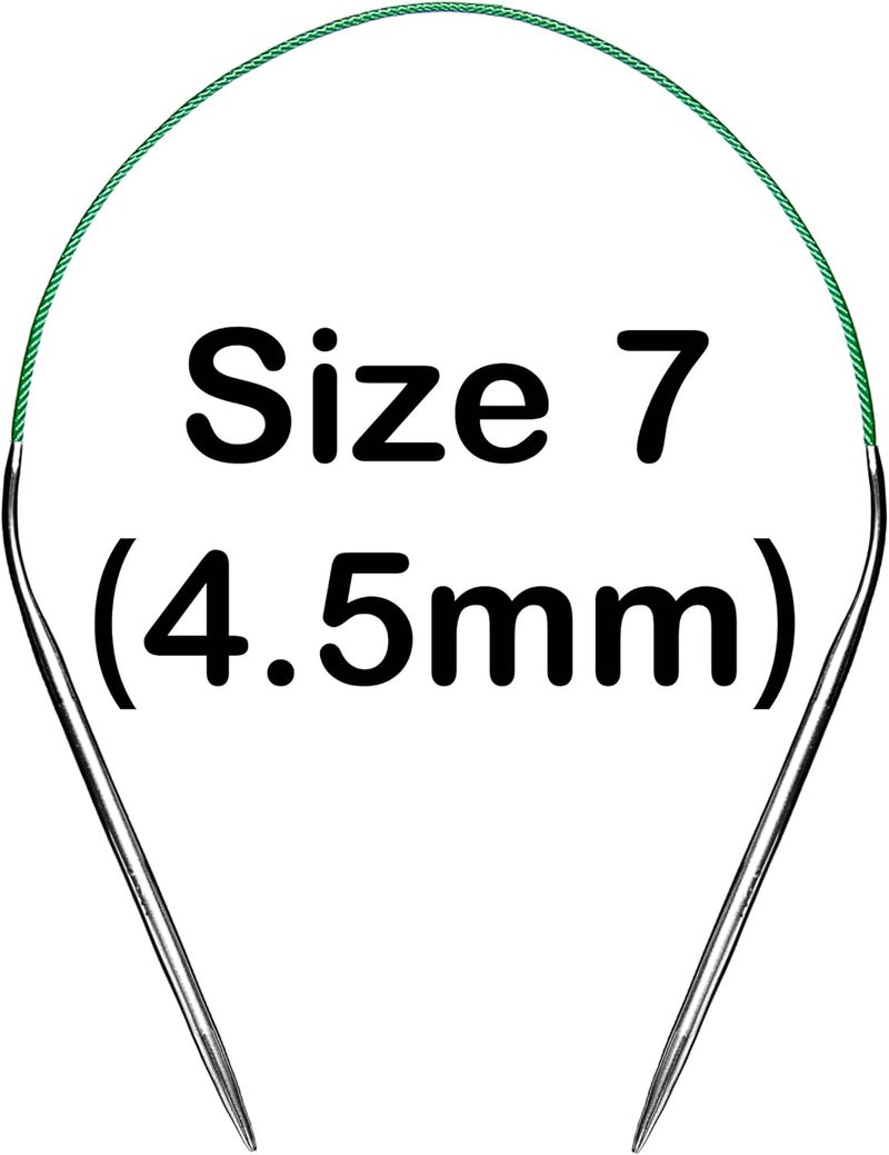 cuteDIY Size 7 Circular Knitting Needles 16 Inch Round Metal (Etched US&mm, Color-Coded Cable, Smooth Join) - Image 2